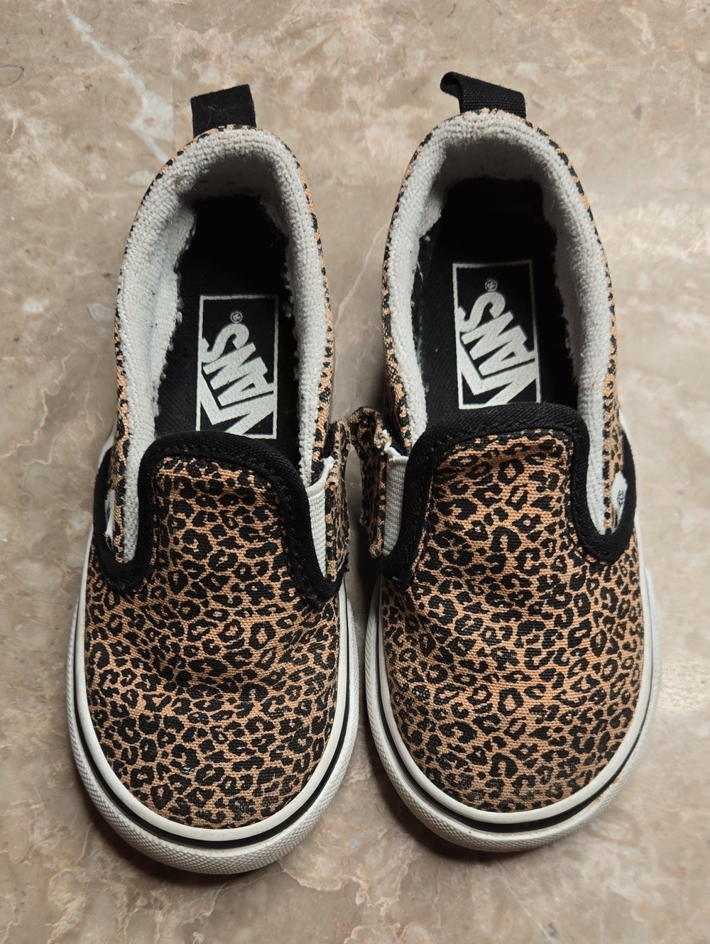 Vans Kids Slip-On Leopard Print Canvas Sneakers - Brown/Black